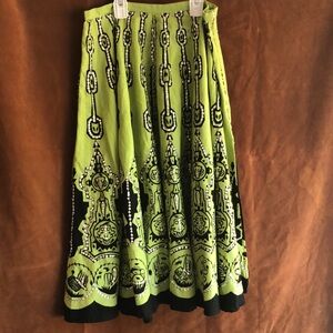 Sweet by Miss Me Lime Green and Black Patterned Skirt